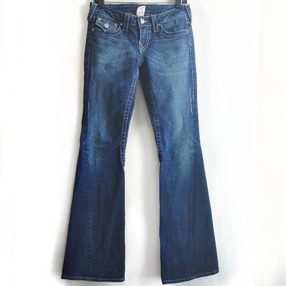 True Religion Women’s DISCO Joey Big T Pink Swarovski Crystals